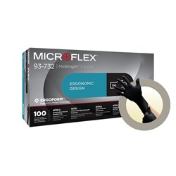 Ansell Gloves - Microflex MidKnight Touch - Black - Nitrile - Non Sterile - Powder Free - Extra Small, 100-Pack