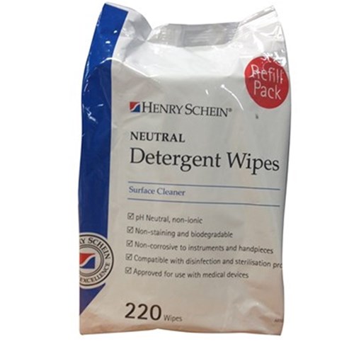 Henry Schein Neutral Detergent Wipes - 220 Wipes - Refill Pack
