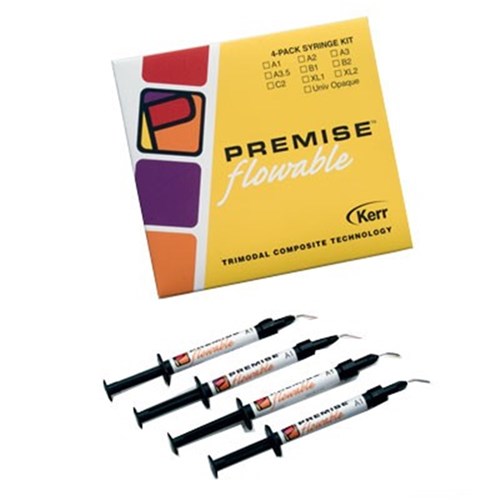 Ker Premise Flowable - Flowable Light Cure Composite - Shade A1 - 1.7g Syringe, 4-Pack with 40 Tips