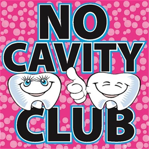 No Cavity Club Stickers Novelty Designs Roll of 100