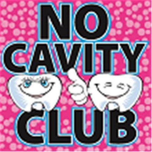 No Cavity Club Stickers Novelty Designs Roll of 100