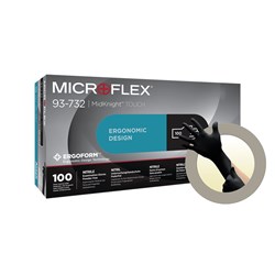 MICROFLEX MidKnight TOUCH Black Nitrile Gloves L x100