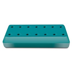 Kerr Magnetic Bur Block - Teal - 14 Hole - Rectangular