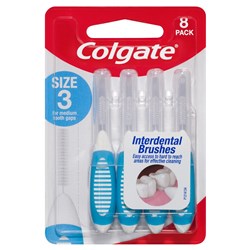 Colgate Interdental Brushes - Size 3 - 8 Brushes per Pack, 6-Packs