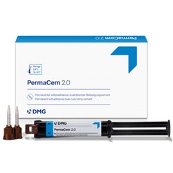 DMG PermaCem 2.0 - Self-Adhesive Dual-Curing Composite Cement - Shade A2 Universal - 9g Syringe, 1-Pack and 15 Mix tips