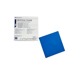 Henry Schein Rubber Dam - Latex - Heavy - Blue - Mint Flavour- 15cm x 15cm, 36-Pack