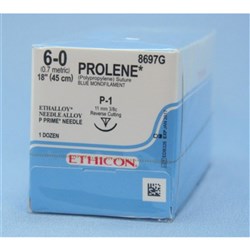 SUTURE Ethicon Prolene 13mm 6/0 P1 3/8 circle revcut x 12