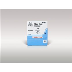 SUTURE Ethicon Prolene 13mm 5/0 P3 3/8 Circle Revcut x 12