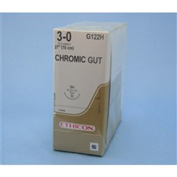 Johnson & Johnson Suture Ethicon Chromic Gut, 3/0, 26mm SH, 1/2 Circle Taper Point, 36-Pack