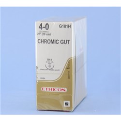 Johnson & Johnson Suture Ethicon Chromic Gut, 4/0, 22mm SH1, 1/2 Circle Taper Point, 36-Pack
