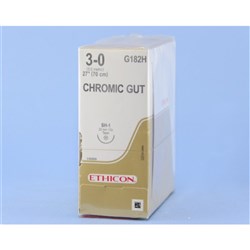 Johnson & Johnson Suture Ethicon Chromic Gut, 3/0, 22mm SH1, 1/2 Circle Taper Point, 36-Pack