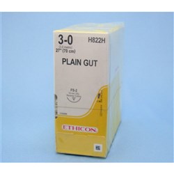 Johnson & Johnson Suture Ethicon Plain Gut, 19mm, 3/0, FS2, 3/8 Circle Reverse Cut, 36-Pack