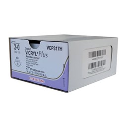 Johnson & Johnson Suture Vicryl Plus, 26mm, 3/0, SH, 1/2 Circle Taper Point, Undyed, 36-Pack