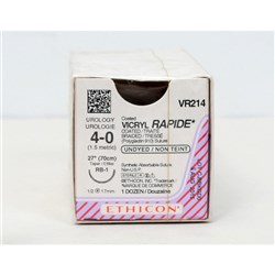 Johnson & Johnson Suture Ethicon Vicryl Rapid, 17mm, 4/0, RB1, 1/2 Circle Taper Point, 12-Pack