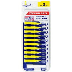 DENTALPRO Interdental Brush - Size 2 - 0.8mm - Yellow, 10-Pack
