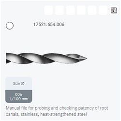 Komet Patency File - 17521 - Size 006 - Length 21mm - Sterile, 6-pack