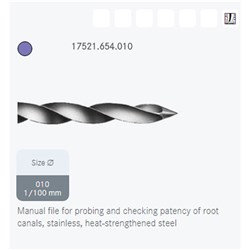 Komet Patency File - 17521 - Size 010 - Length 21mm - Sterile, 6-pack