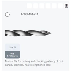 Komet Patency File - 17521 - Size 015 - Length 21mm - Sterile, 6-pack