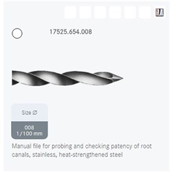 Komet Patency File - 17525 - Size 008 - Length 25mm - Sterile, 6-pack