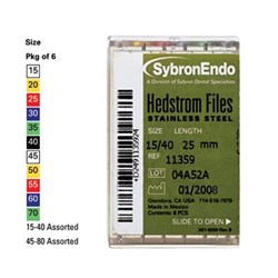 Hedstrom File 30mm Size 15-40 Assorted Pack of 6