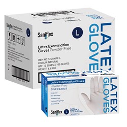 Saniflex Latex PF Exam Gloves Large Box of 100