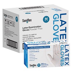 Saniflex Latex PF Exam Gloves Medium Box of 100