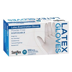 Saniflex Latex PF Exam Gloves Medium Box of 100