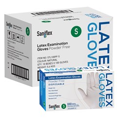 Saniflex Latex PF Exam Gloves Small Box of 100