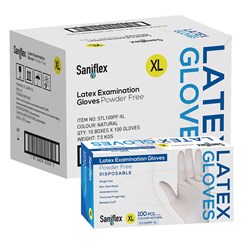 Saniflex Latex PF Exam Gloves Extra Large Box of 100