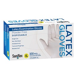Saniflex Latex PF Exam Gloves XLarge Box of 100