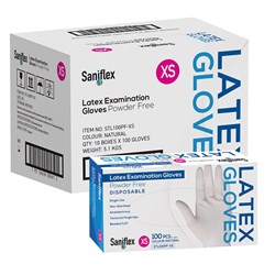 Saniflex Latex PF Exam Gloves Extra Small Box of 100