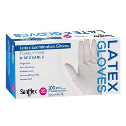 Saniflex Latex PF Exam Gloves XSmall Box of 100