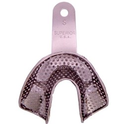 Superior Stainless Steel Impression Tray - Perforated - Depressed - Anterior Lower - Small