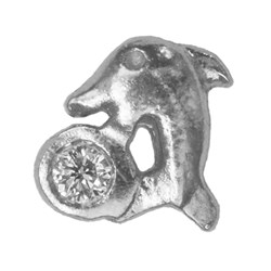 Twinkles - Tooth Jewellery - Dolphin with Diamond 0,01ct - White Gold 18k