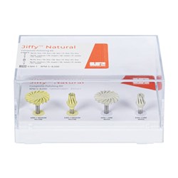 Ultradent Jiffy Polisher - Natural Composite Polishing Kit - RA - Wheels and Occlusal Twirls, 4-Pack with Plastic Block