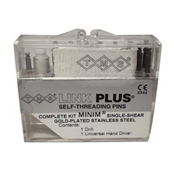Coltene TMS Link Plus - Self Threading Pins - Minim - 0.525mm - Single Shear - Gold Plated Silver, 24-Pack