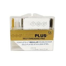 Coltene TMS Link Plus - Self Threading Pins - Regular - 0.675mm - Double Shear - Gold Plated Stainless Steel, 24-Pack