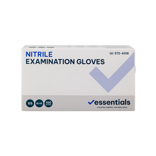HSE-5724318-C - Essentials Nitrile Gloves Blue Powder Free XS Carton 10 x 100