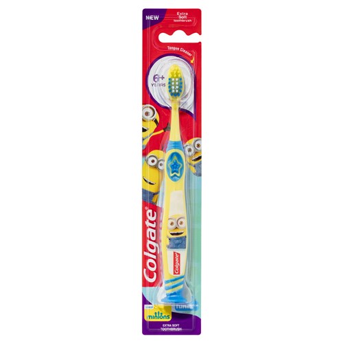 Colgate Kids Manual Toothbrush - with Tongue Cleaner - Minions - 6+ Years - Extra Soft Bristles, 8-Pack