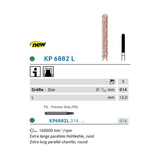 DKP6882L314014X5 DIAO Diamond FG Bur KP6882L-014 Cylinder round
