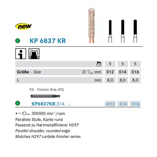 DKP6837KR3140125 - DIAO Diamond FG #KP6837KR-012 Round Edge Parallel Shoulder