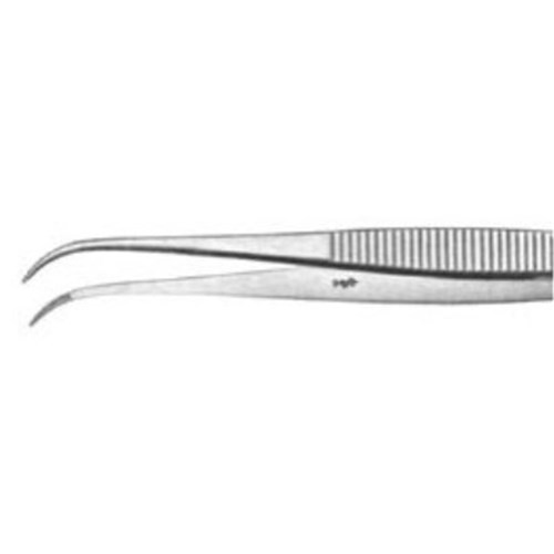 Aesculap Tweezer - PERRY - DA204R - Curved - Serrated - 130mm