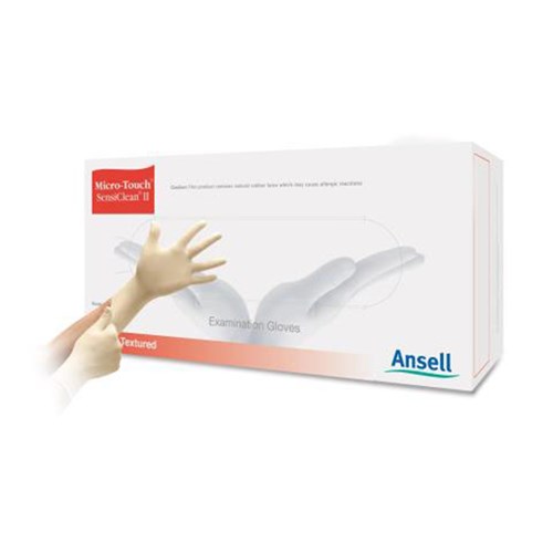 Ansell Gloves - Sensiclean II - Latex - Non Sterile - Powder Free - Small, 100-Pack