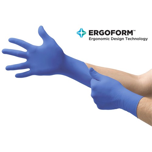 Ansell Gloves - Microflex Ultraform - Blue - Nitrile - Non Sterile - Powder Free - Half size M/L, 300-Pack