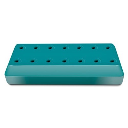 Kerr Magnetic Bur Block - Teal - 14 Hole - Rectangular