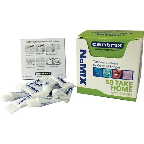 Centrix NoMIX - Moisture-Activated Temporary Cement - Take Home Kit - 0.5g Tube, 50-Pack