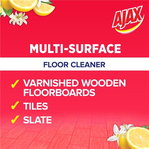 AJAX FLOOR CLEANER - Multi Surface - Lemon Citrus - 750ml Recycled Bottle, 8-Pack