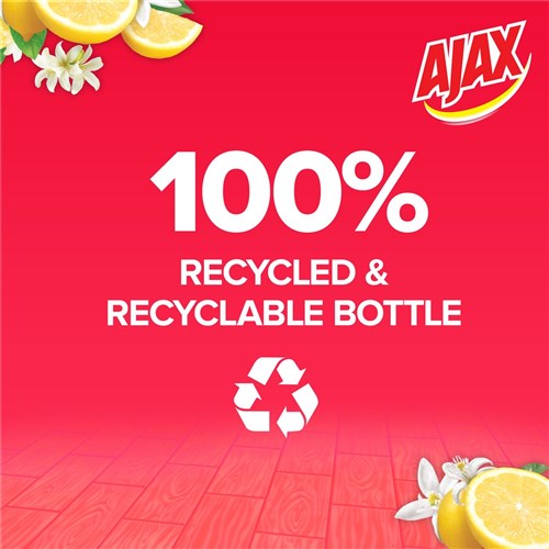 AJAX FLOOR CLEANER - Multi Surface - Lemon Citrus - 750ml Recycled Bottle, 8-Pack