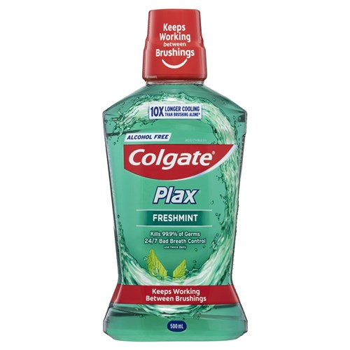 Colgate Plax - Antibacterial Fluoride Mouthwash - Alcohol Free - Freshmint - 500ml, 4-Pack