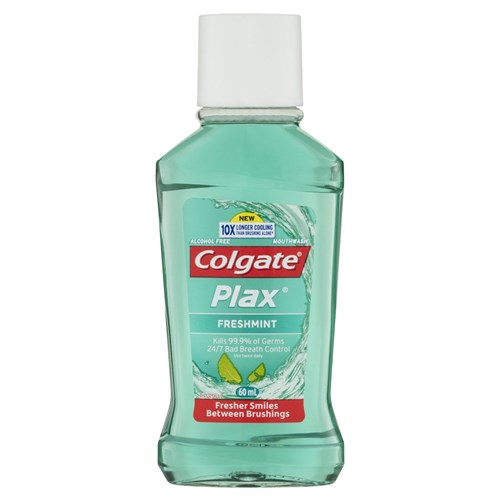 Colgate Plax - Antibacterial Fluoride Mouthwash - Alcohol Free - Freshmint - 60ml, 12-Pack